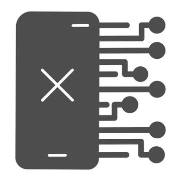 Smartphone without connection solid icon, Payment problem concept, phone with 스톡 일러스트