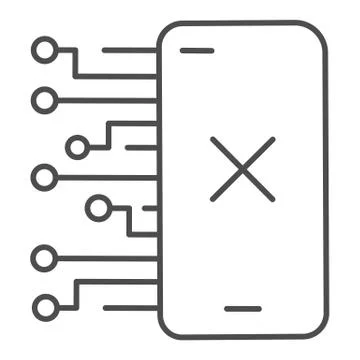 Smartphone without connection thin line icon, Payment problem concept, phone Stock Illustration