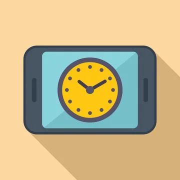 Smartphone work hour icon flat vector. Flexible time Stock Illustration