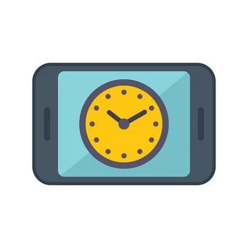 Smartphone work hour icon flat vector. Flexible time Stock Illustration
