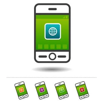 Smartphone with world globe icon. Stock Illustration