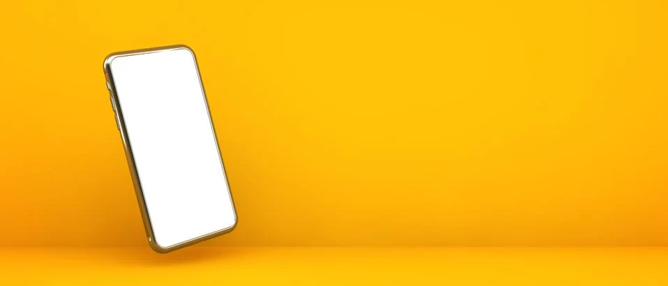 Smartphone on yellow background Stock Illustration