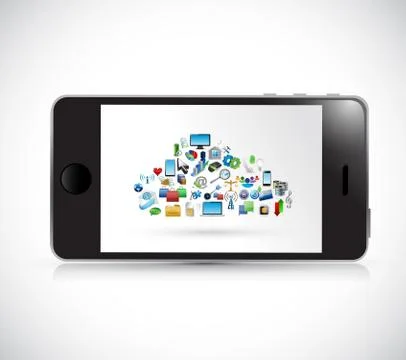 Smartphones and cloud computing icons. 스톡 일러스트