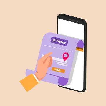 Smartphones can issue e-tickets to travel by plane. Flat vector illustrations 库存插图