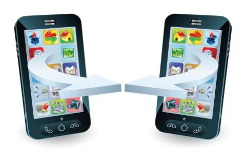 Smartphones communicating Иллюстрация