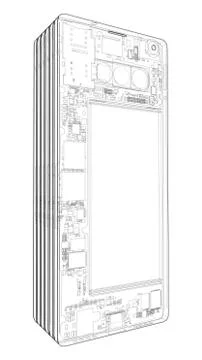Smartphones concept outline. Vector 库存插图