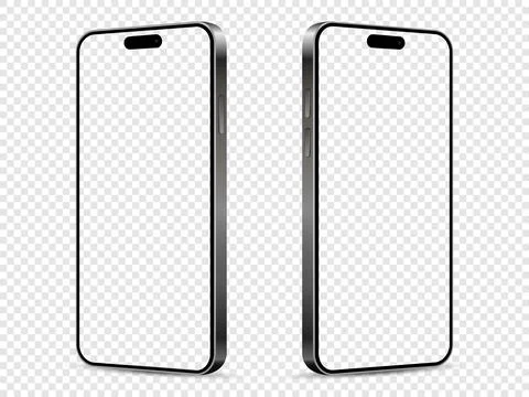 Smartphones with empty transparent screens. Mobile phone isolated on transpar Stock Illustration