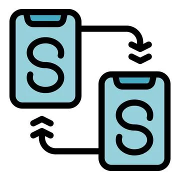 Smartphones exchanging data, wireless transfer and synchronization Illustrazione stock