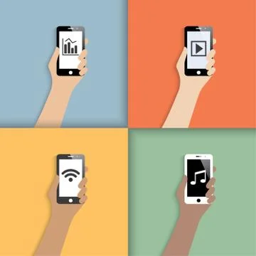 Smartphones in hands Stock Illustration