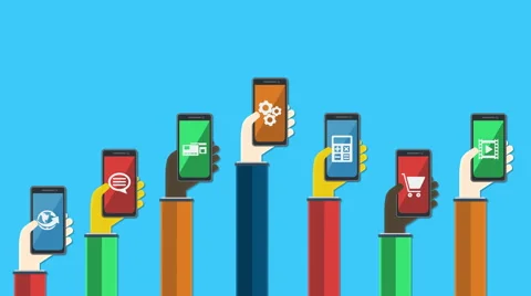 Smartphones in hands. Mobile apps motion graphics concept Stock Footage 47714691