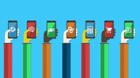 Smartphones in hands. Mobile apps motion graphics concept. Stock Footage 47714707