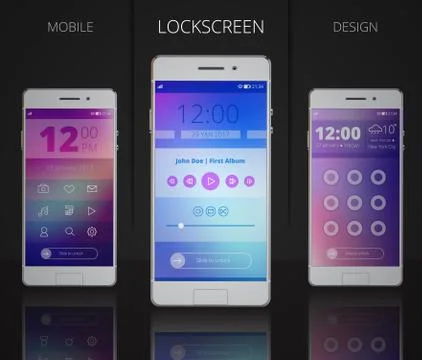 Smartphones Lock Screen Designs Stock Illustration