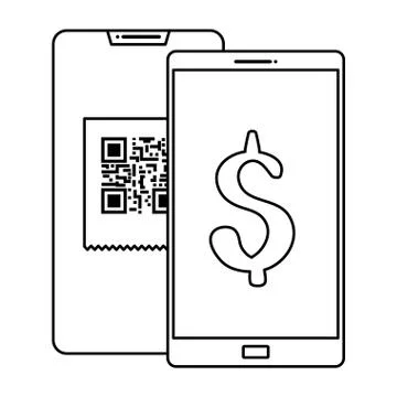 Smartphones with scan code qr and symbol dollar Stock-Illustration