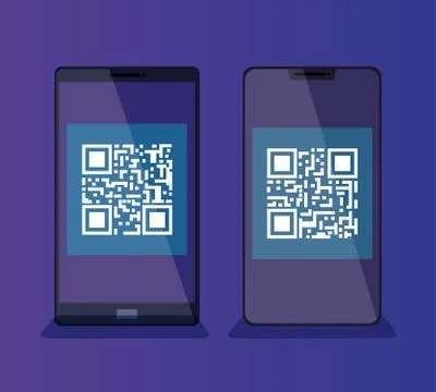 Smartphones with scan code qr in screen Illustrazione stock