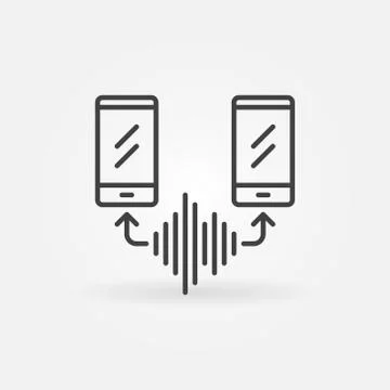 Smartphones with Sound wave vector thin line concept icon Stock Illustration