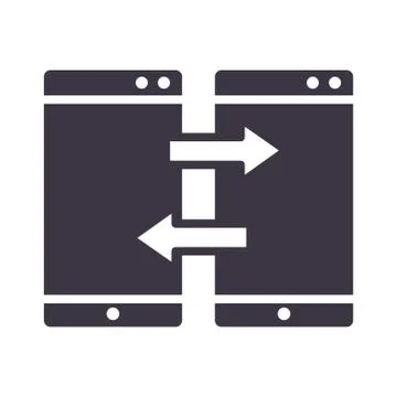 Smartphones synchronization data device technology silhouette style design icon 스톡 일러스트
