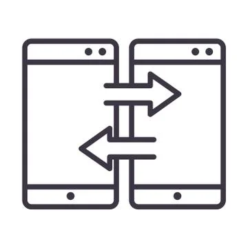 Smartphones synchronization data device technology thin line style design icon Stock Illustration