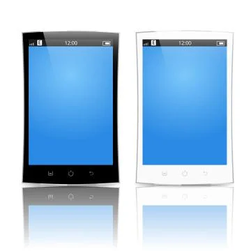 Smartphones vector mockup black and white Stock Illustration