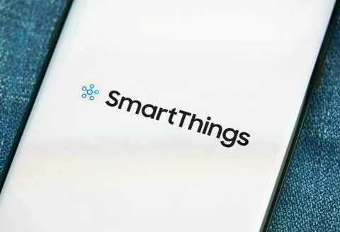 SmartThings mobile app on Samsung s8. Stock Photos