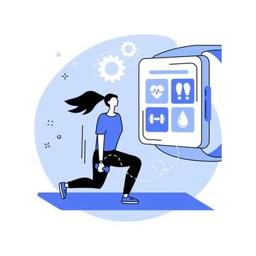 Smartwatch activity tracking features isolated cartoon vector illustrations. Stock Illustration