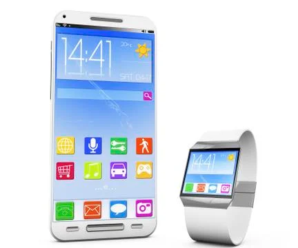 Smartwatch and a smartphone Stock Illustration