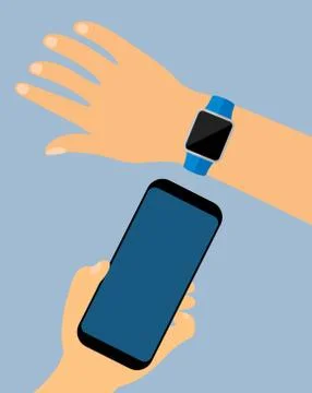 Smartwatch and smartphone Stock Illustration