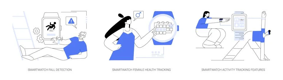 Smartwatch applications abstract concept vector illustrations. Stock Illustration