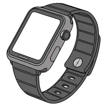 Smartwatch with Blank Display Isolated Vector on White Stock Illustration