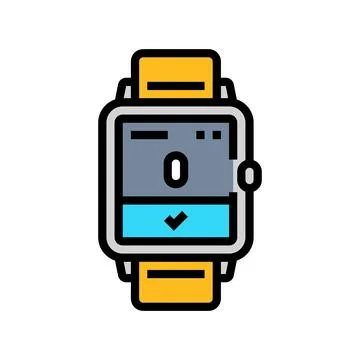 Smartwatch breathing exercise tech color icon vector illustration Stock Illustration