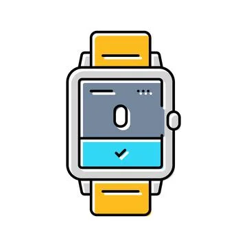 Smartwatch breathing exercise tech color icon vector illustration Stock Illustration