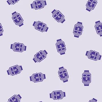 Smartwatch breathing exercise tech glyph seamless pattern 库存插图