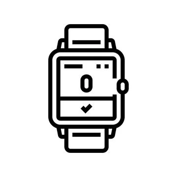 Smartwatch breathing exercise tech line icon vector illustration Stock Illustration