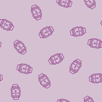 Smartwatch breathing exercise tech line seamless pattern イラスト素材