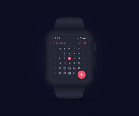 Smartwatch calendar planner app concept, Activity calendar template UI UX vector Stock Illustration
