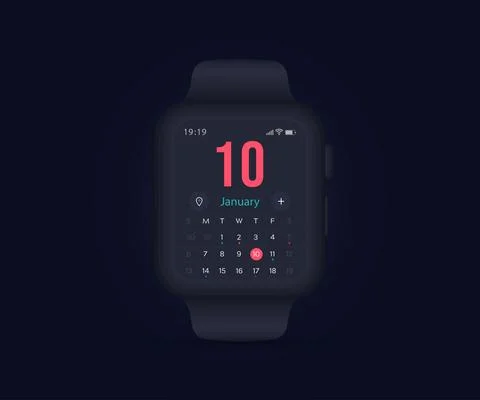 Smartwatch calendar planner app concept, Activity calendar template UI UX vector Stock Illustration