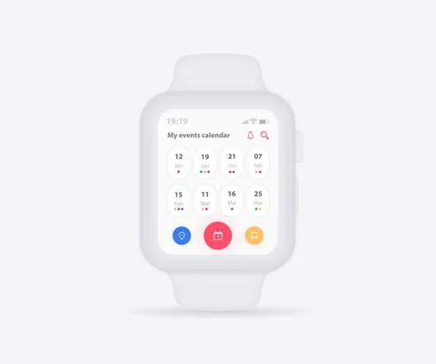 Smartwatch calendar planner app concept, Activity calendar template UI UX vector Stock Illustration