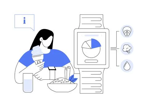 Smartwatch calorie tracking abstract concept vector illustration. Stock Illustration