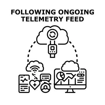 Smartwatch collecting ongoing telemetry data feed in cloud イラスト素材
