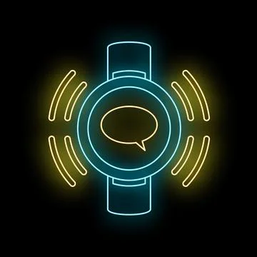 Smartwatch communicating with message notification neon icon イラスト素材