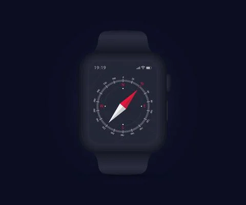 Smartwatch Compass app UI UX GUI concept, Map GPS app on screen navigation tech Stock Illustration