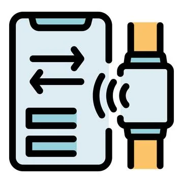 Smartwatch connecting and syncing with smartphone for data transfer Stock Illustration