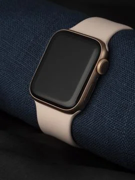 Smartwatch on a dark blue background Stock Photos
