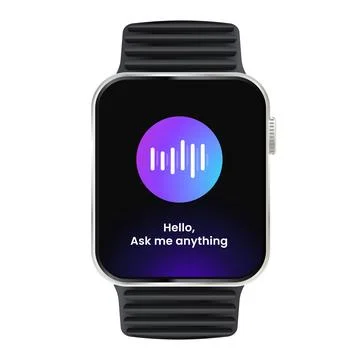 Smartwatch device displaying artificial intelligence voice assistant Stock Illustration