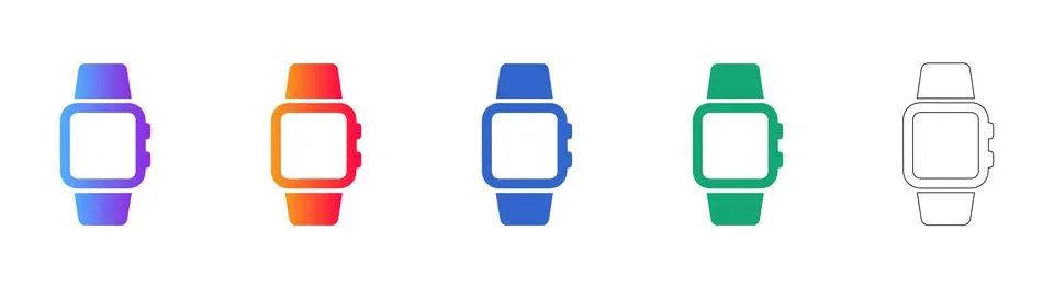 Smartwatch Device Icon Set in Gradient Colors Stockillustratie