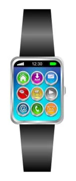 Smartwatch with different function Buttons - 3D illustration Stock Illustration