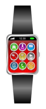 Smartwatch with different function Buttons - 3D illustration Stock Illustration