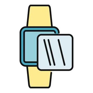 Smartwatch display receiving a protective screen film Stock Illustration