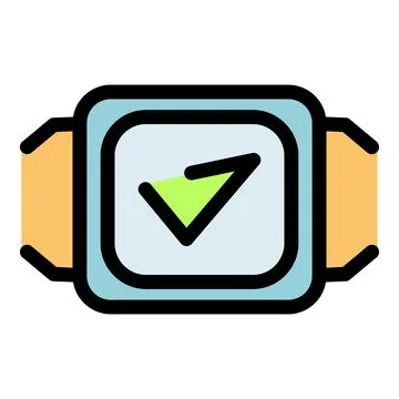 Smartwatch displaying approved check mark symbol for successful task completi Stock Illustration