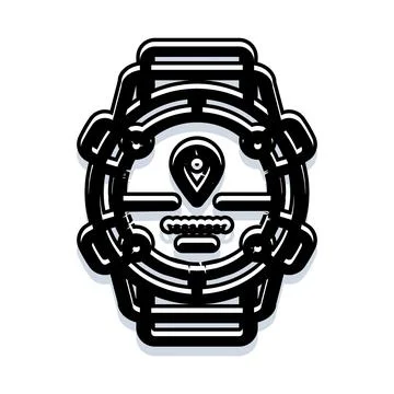Smartwatch displaying location tracking navigation icon Stock Illustration