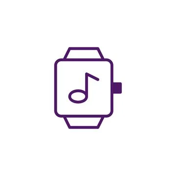 Smartwatch displaying musical note icon for notification on minimalist desi.. Stockillustratie